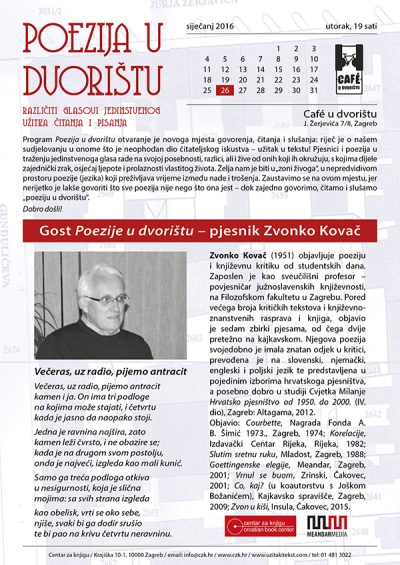 Poezija u dvorištu – pjesnik Zvonko Kovač