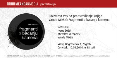 Predstavljanje knjige Vande Mikšić: Fragmenti o bacanju kamena
